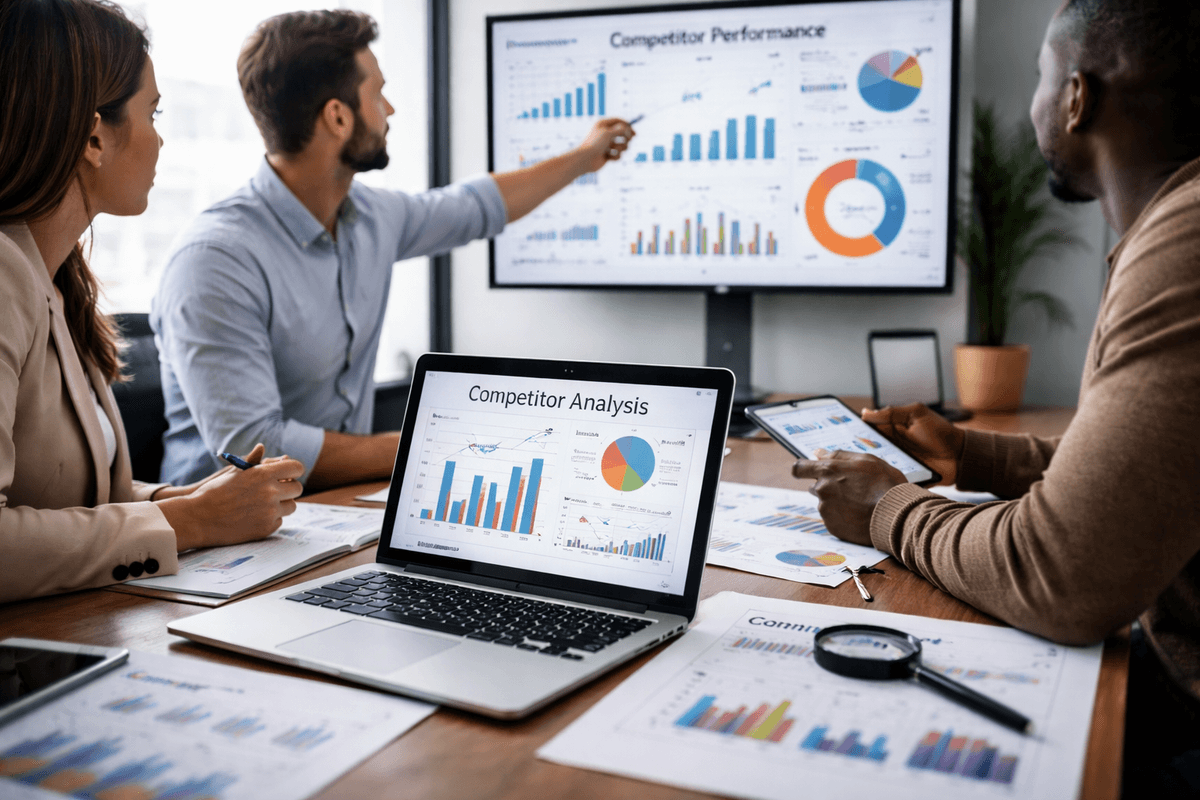 Competitive intelligence workflow: ads → landing pages → content → influencers → affiliates